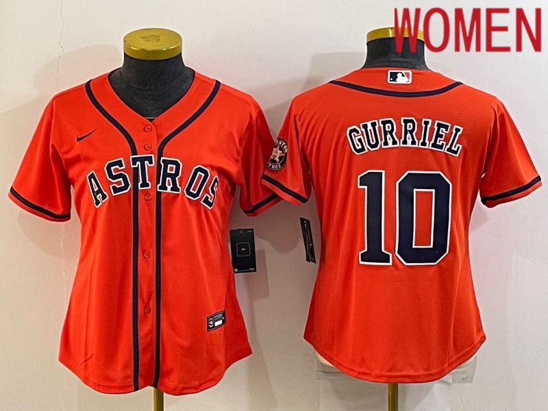 Women Houston Astros 10 Gurriel Orange Game Nike 2022 MLB Jerseys